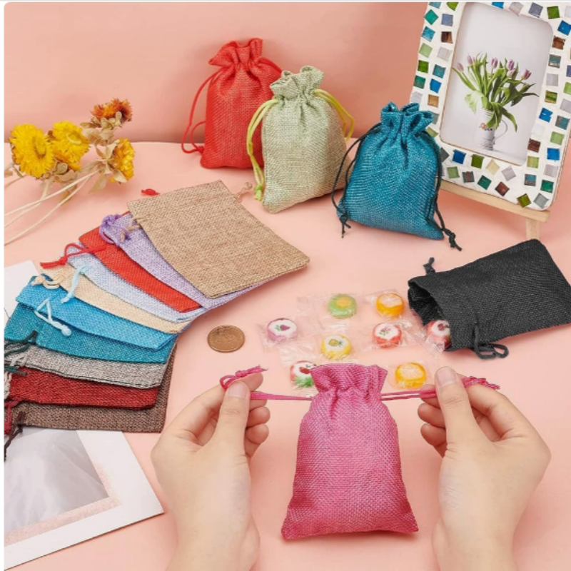 Jute Bag Packaging - Hot 50PCS Linen Jute Drawstring Pouch