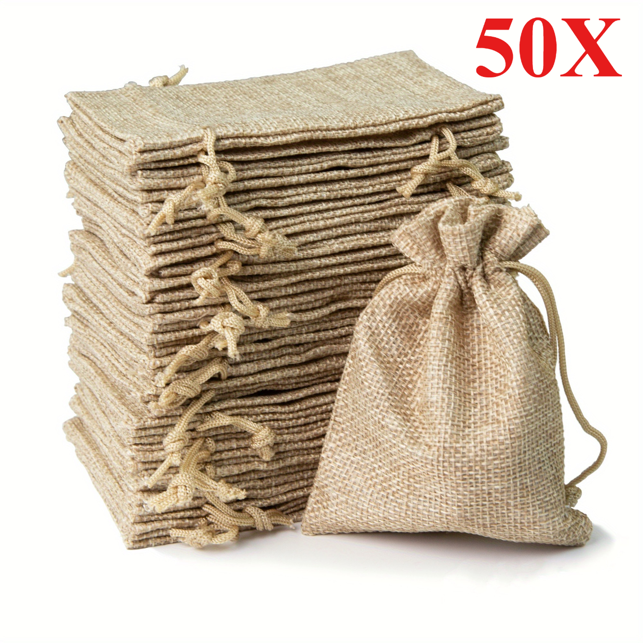 Jute Bag Packaging - 50PCS 13X18/10X15/9X12/7X9CM Drawstring Burlap Bag Jute