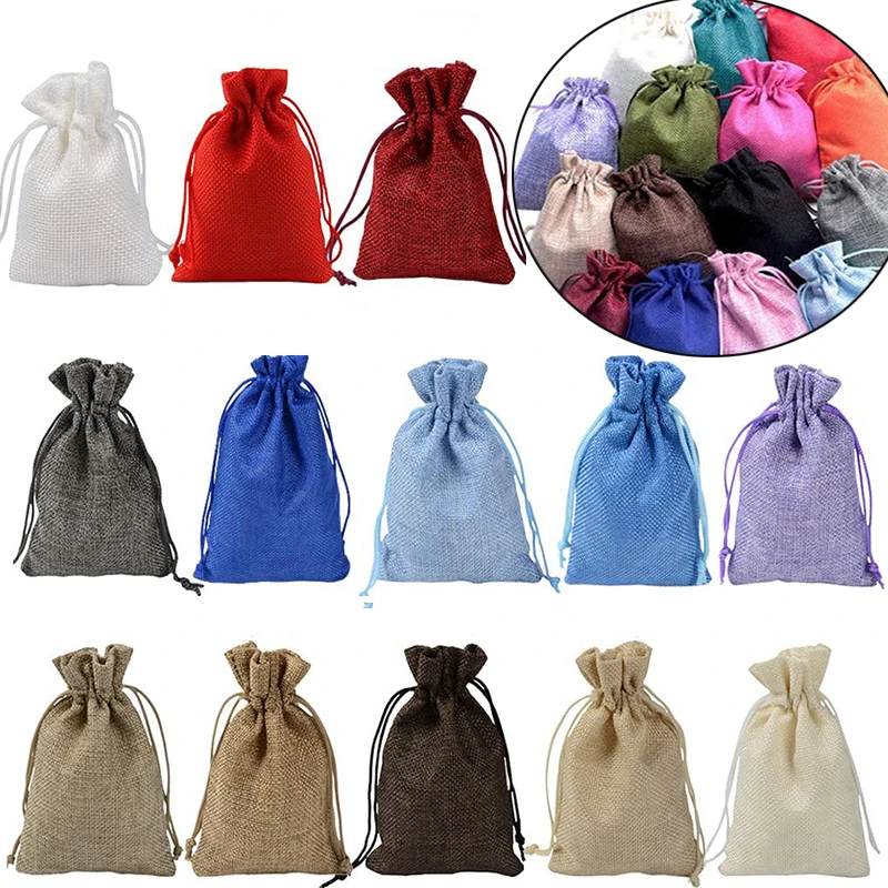 10/5Pcs Jute Drawstring Natura - Jute Bag Packaging 评论和价格