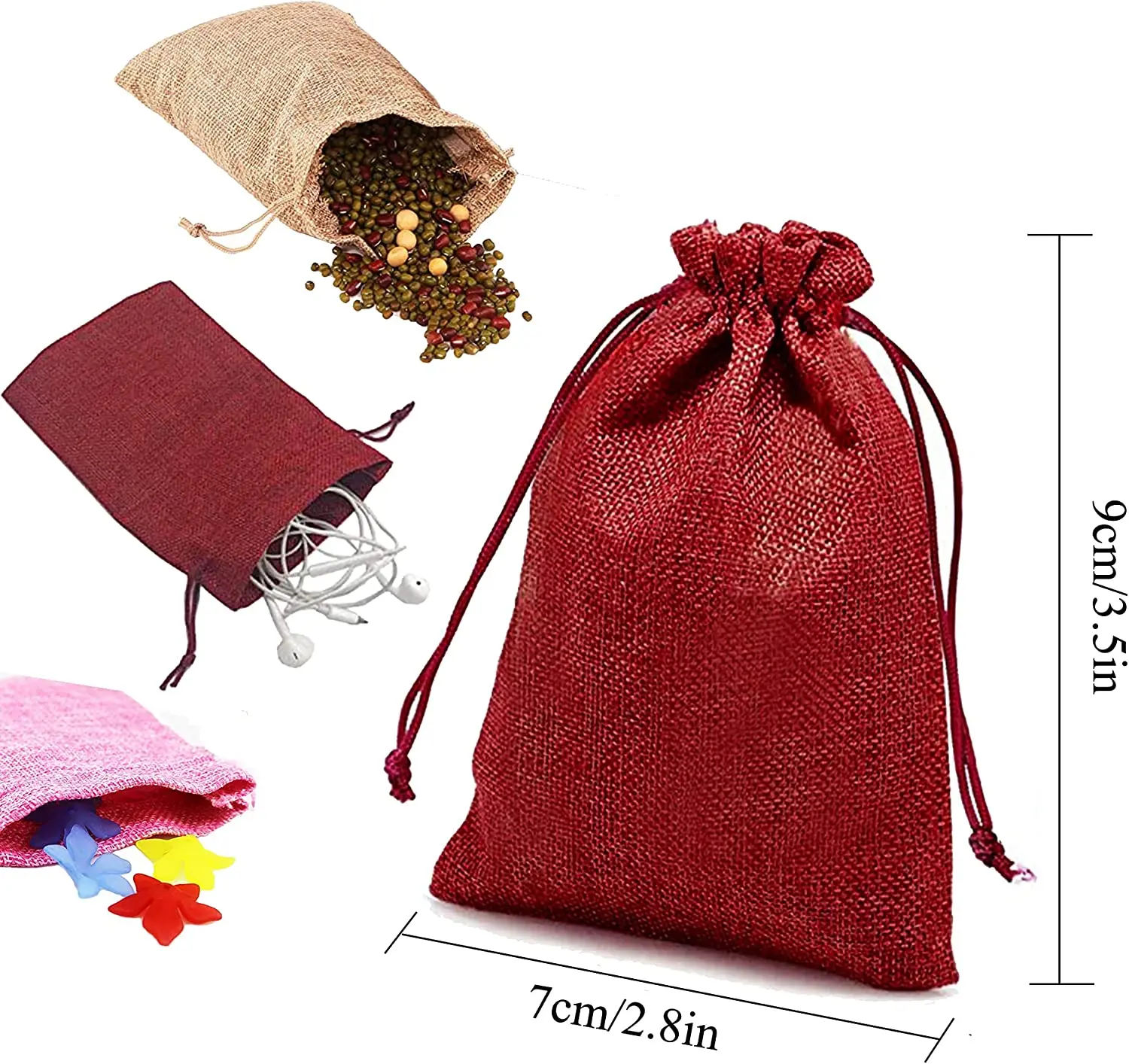 10/5Pcs Jute Drawstring Natura - Jute Bag Packaging 评论和价格