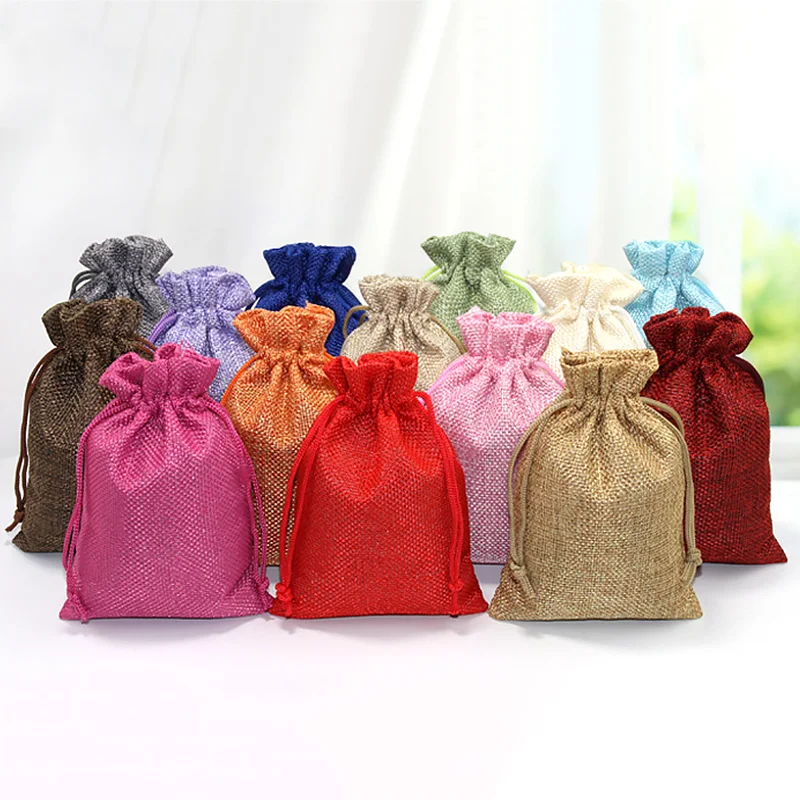 50pcs 13X18CM/10X14CM/9X12CM/7 - Jute Bag Packaging 评论和价格