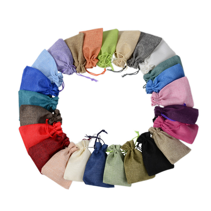 Hot 50PCS Linen Jute Drawstrin - Jute Bag Packaging 评论和价格