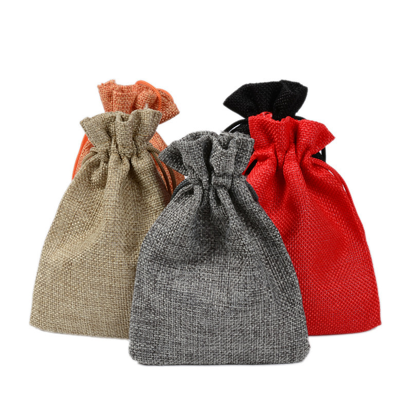 Hot 50PCS Linen Jute Drawstrin - Jute Bag Packaging 评论和价格