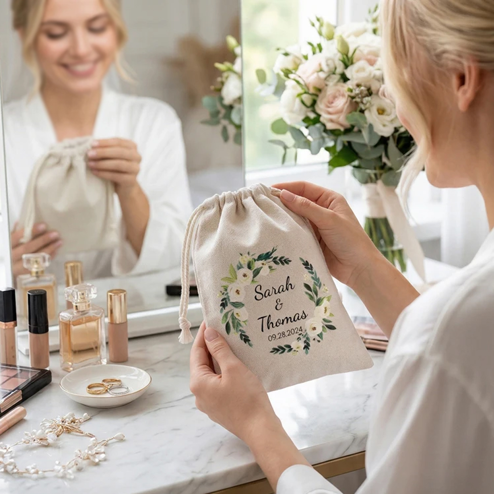 50pcs Custom Logo Wedding Gift - Jute Bag Packaging 评论和价格