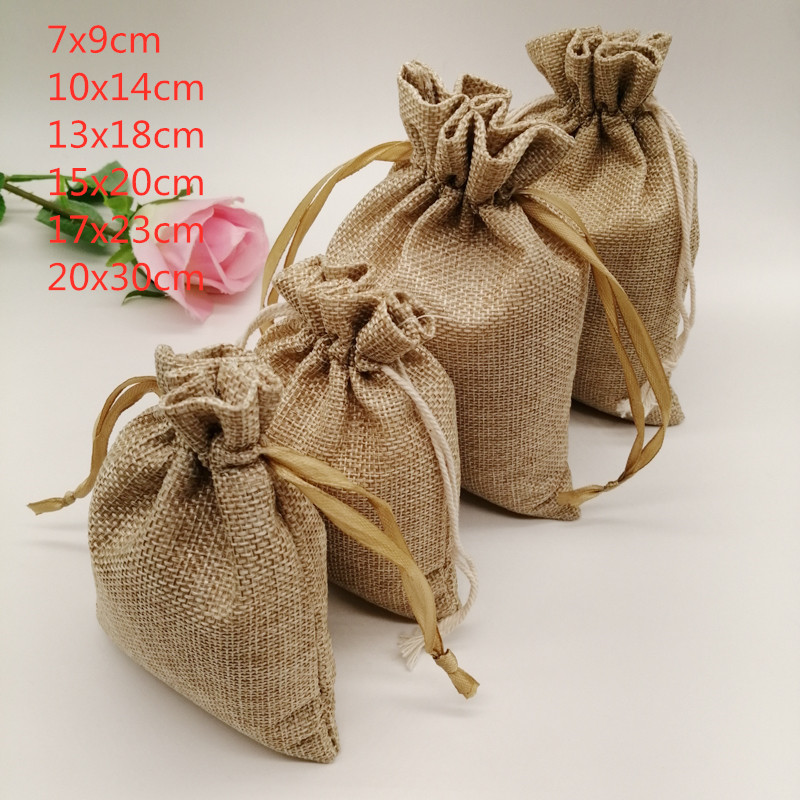 10-1000pcs/lot Jute Linen Bags - Jute Bag Packaging 评论和价格