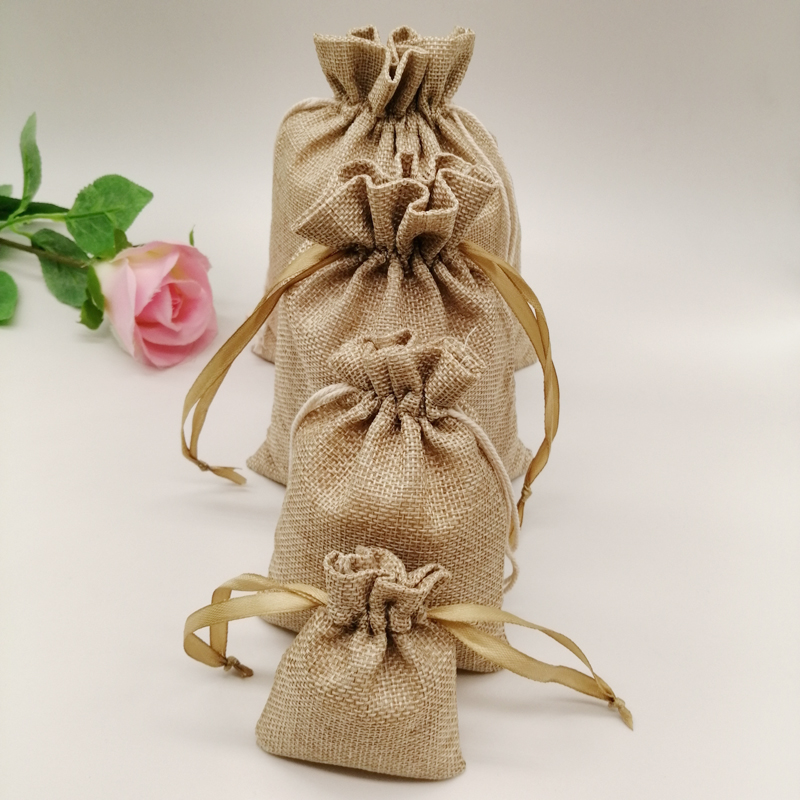 10-1000pcs/lot Jute Linen Bags - Jute Bag Packaging 评论和价格