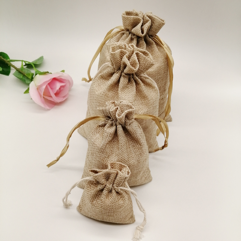 10-1000pcs/lot Jute Linen Bags - Jute Bag Packaging 评论和价格