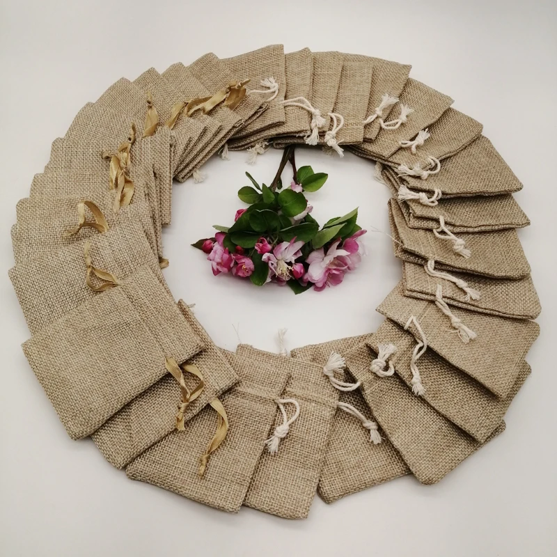 200pcs Silk Ribbon Cotton Draw - Jute Bag Packaging 评论和价格