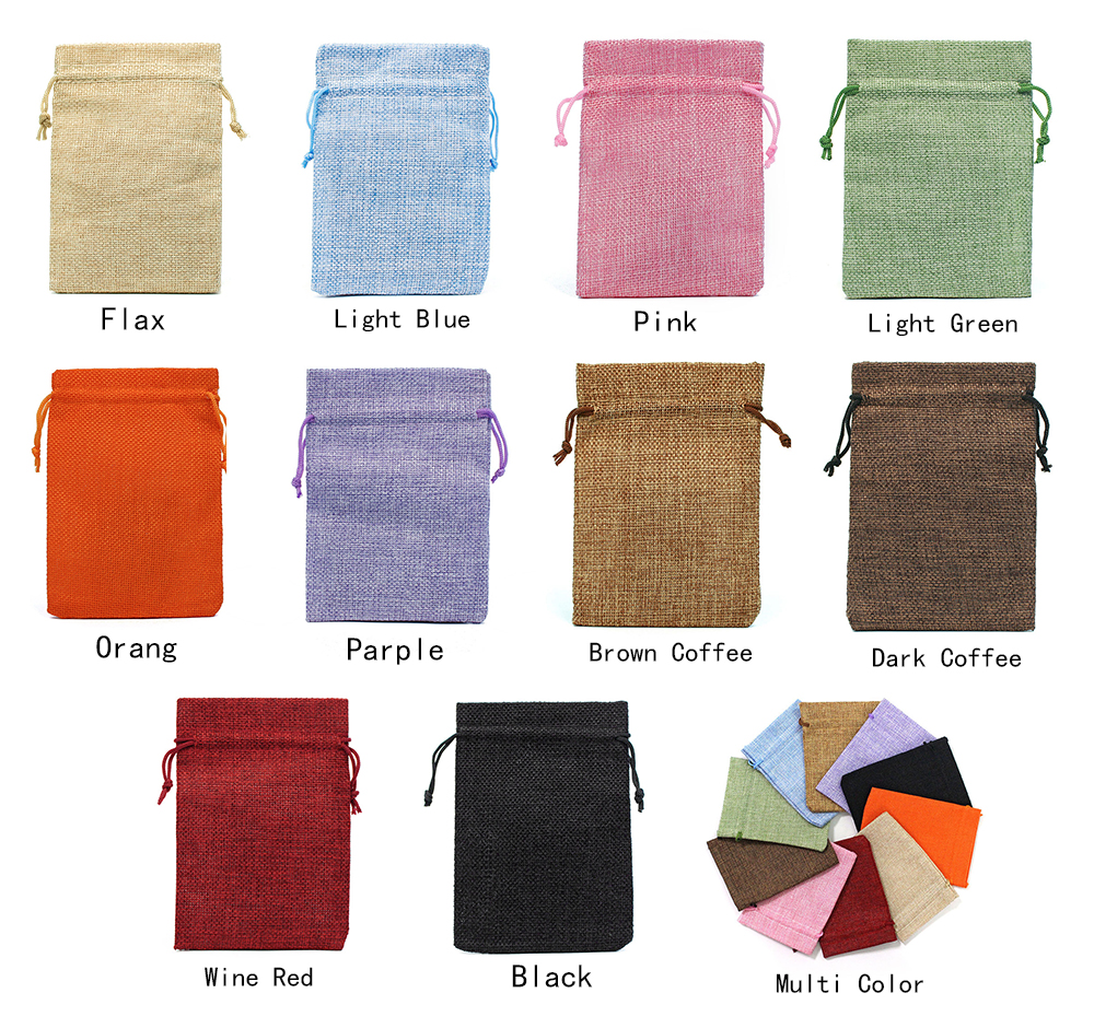 10Pcs/Lot Drawstring Natural B - Jute Bag Packaging 评论和价格